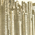 Postcard: 500 mortuary tablets/pillars at the back of the charnel house erected on the site of the Honjo Clothing Depot